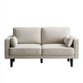 Beżowa sofa dwuosobowa z tapicerką z tkaniny, 158 × 84 × 86 cm