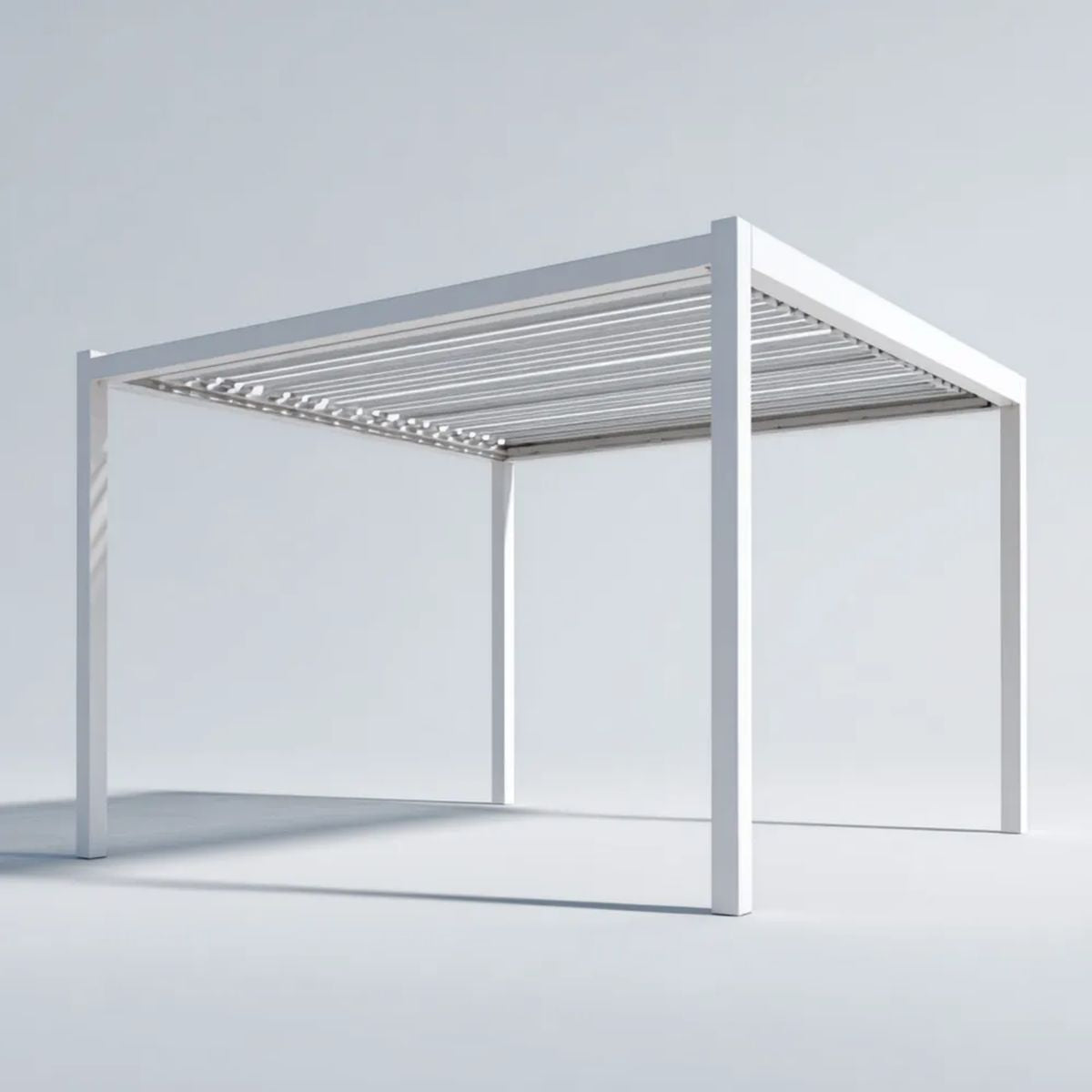 Biała aluminiowa pergola ogrodowa 300 x 300 x 230 cm z lamelowym dachem