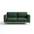 Dwuosobowa sofa z poliestru, ciemnozielona ze srebrnymi metalowymi nogami, 160 x 85 x 82 cm