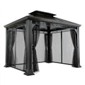 Kwadratowa altana ogrodowa 300 x 300 x 270 cm czarna z aluminium i stali ocynkowanej z zasłonami