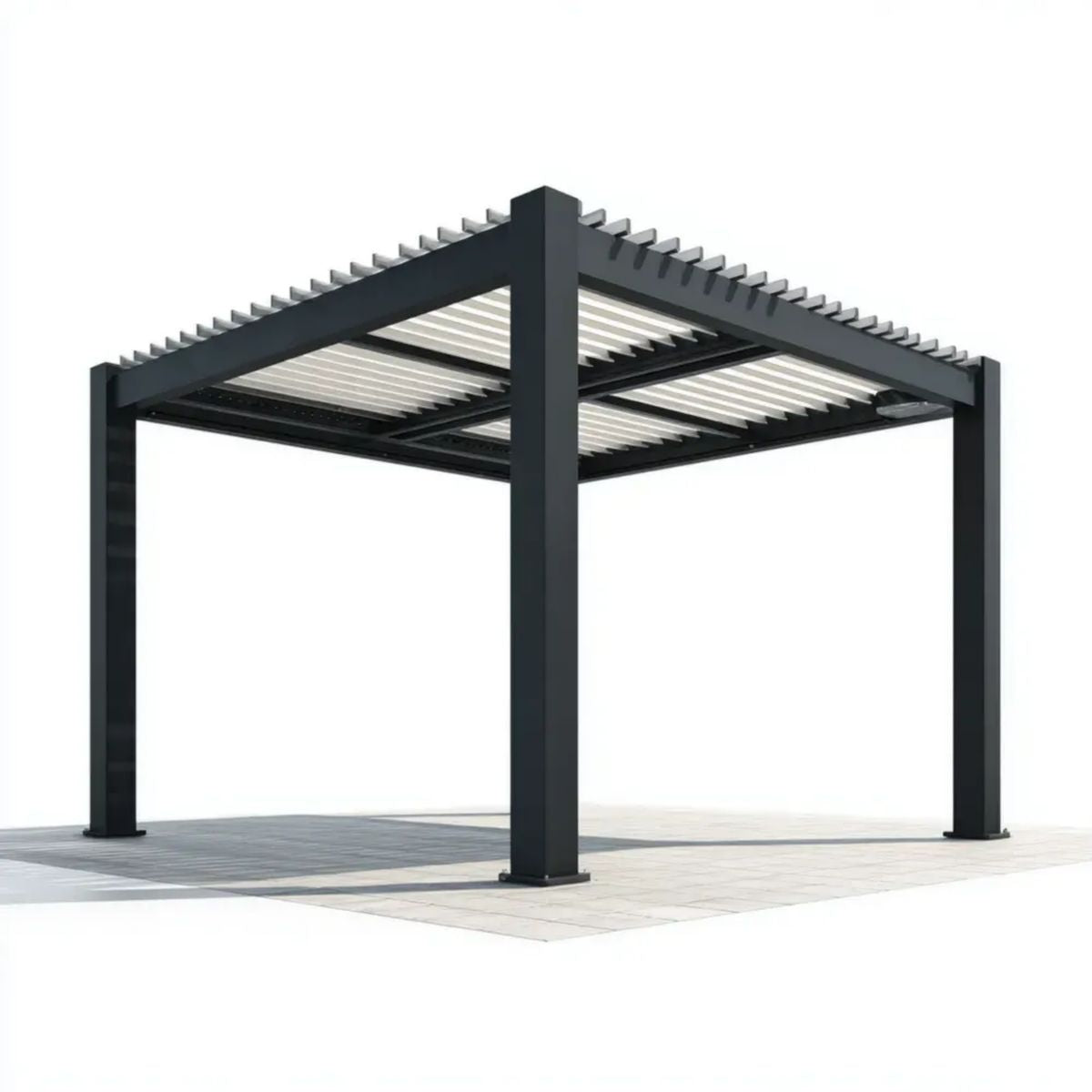 Pergola ogrodowa aluminiowa antracytowa z białym regulowanym dachem lamelowym 300 × 300 × 230 cm