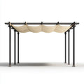 Pergola ogrodowa stalowa z rozsuwanym dachem beżowa 400 x 300 x 230 cm