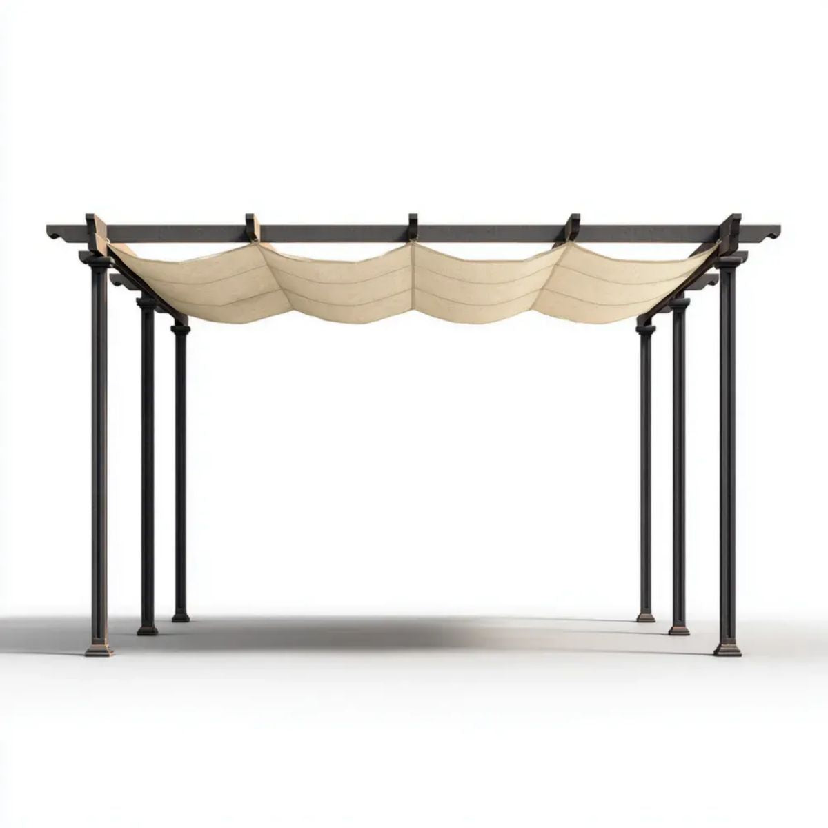 Pergola ogrodowa stalowa z rozsuwanym dachem beżowa 400 x 300 x 230 cm