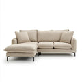 Beżowa sofa narożna z szezlongiem po lewej stronie, tapicerowana tkaniną poliestrową, 260 × 160 × 85 cm