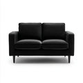 Czarna sofa dwuosobowa z tapicerką poliestrową, 150 × 85 × 85 cm