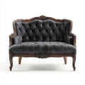 Dwuosobowa sofa Chesterfield grafitowa z aksamitu poliestrowego i drewnianą ramą, 145 x 75 x 110 cm