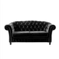 Dwuosobowa sofa Chesterfield z czarną tapicerką welurową, 170 × 90 × 80 cm