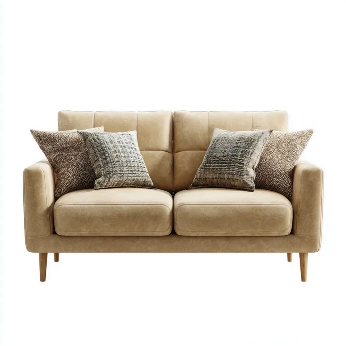 Beżowa sofa dwuosobowa z mikrofibry, 160 x 85 x 85 cm