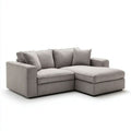 Szara sofa narożna z prawostronnym szezlongiem, tapicerka poliestrowa, 210 × 145 × 85 cm