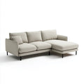 Beżowa sofa narożna z tkaniny z prawostronnym szezlongiem, 260 × 160 × 85 cm, kształt L