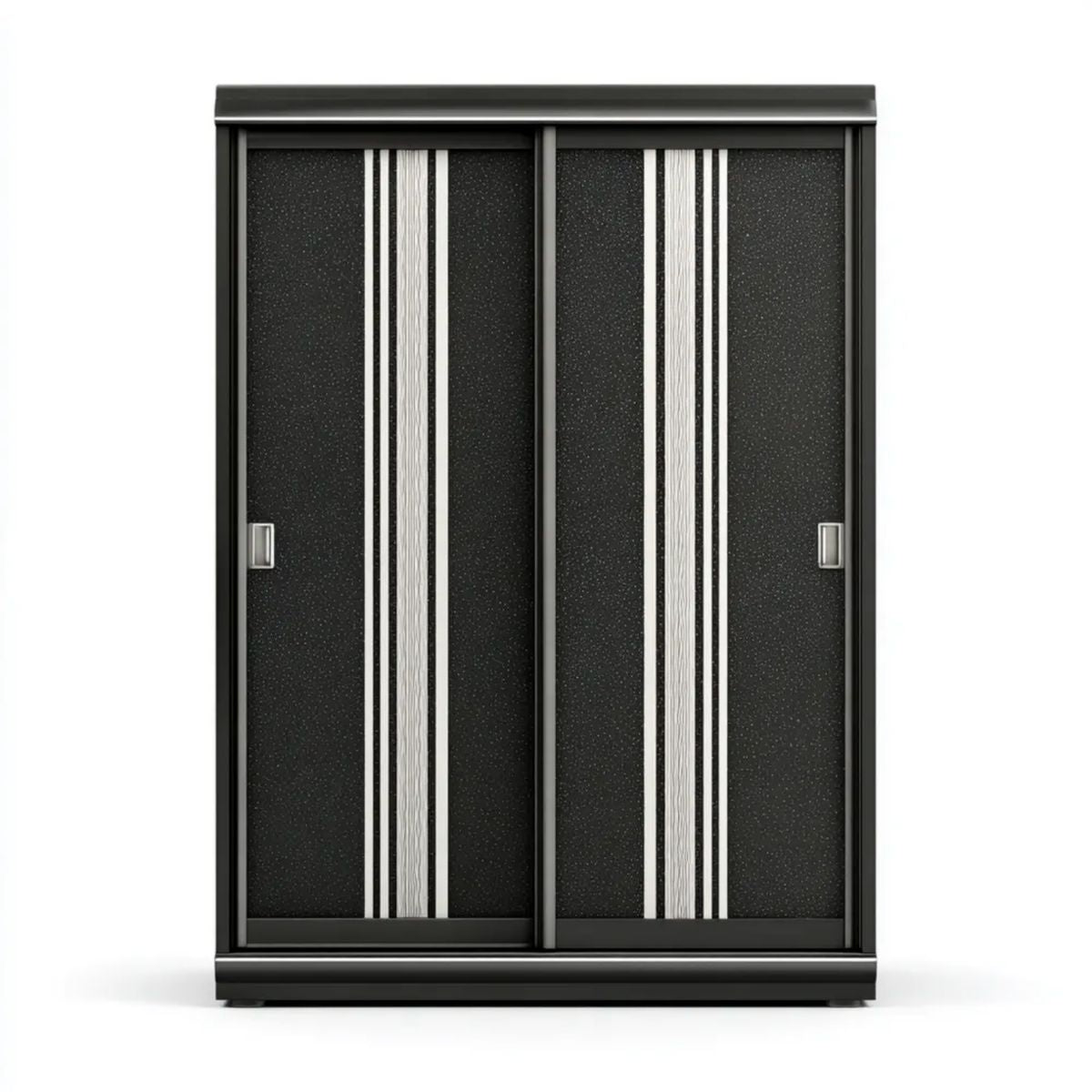 Dwudrzwiowa szafa przesuwna z płyty wiórowej laminowanej 180 x 60 x 200 cm czarno-srebrna