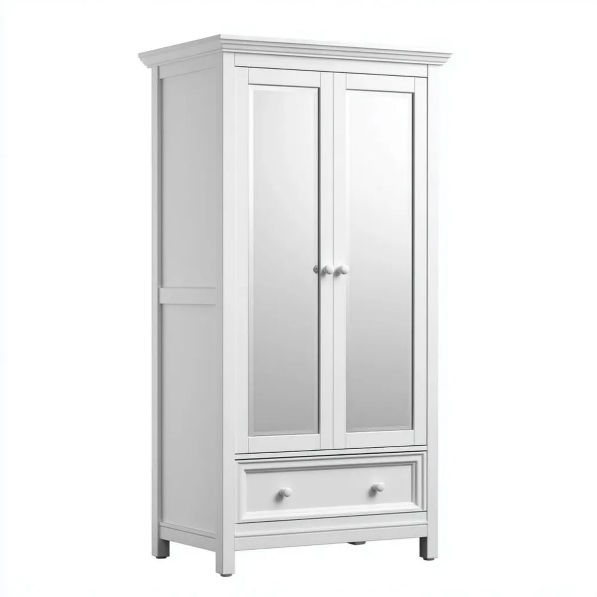 Biała dwudrzwiowa szafa z lustrami z płyty MDF, 90 x 52 x 190 cm