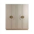 Kremowa szafa czterodrzwiowa z płyty MDF 200 × 60 × 220 cm ze złotymi uchwytami