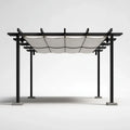 Pergola ogrodowa stalowa z rozsuwanym zadaszeniem poliestrowym 300 x 300 x 230 cm Czarny/Jasnoszary