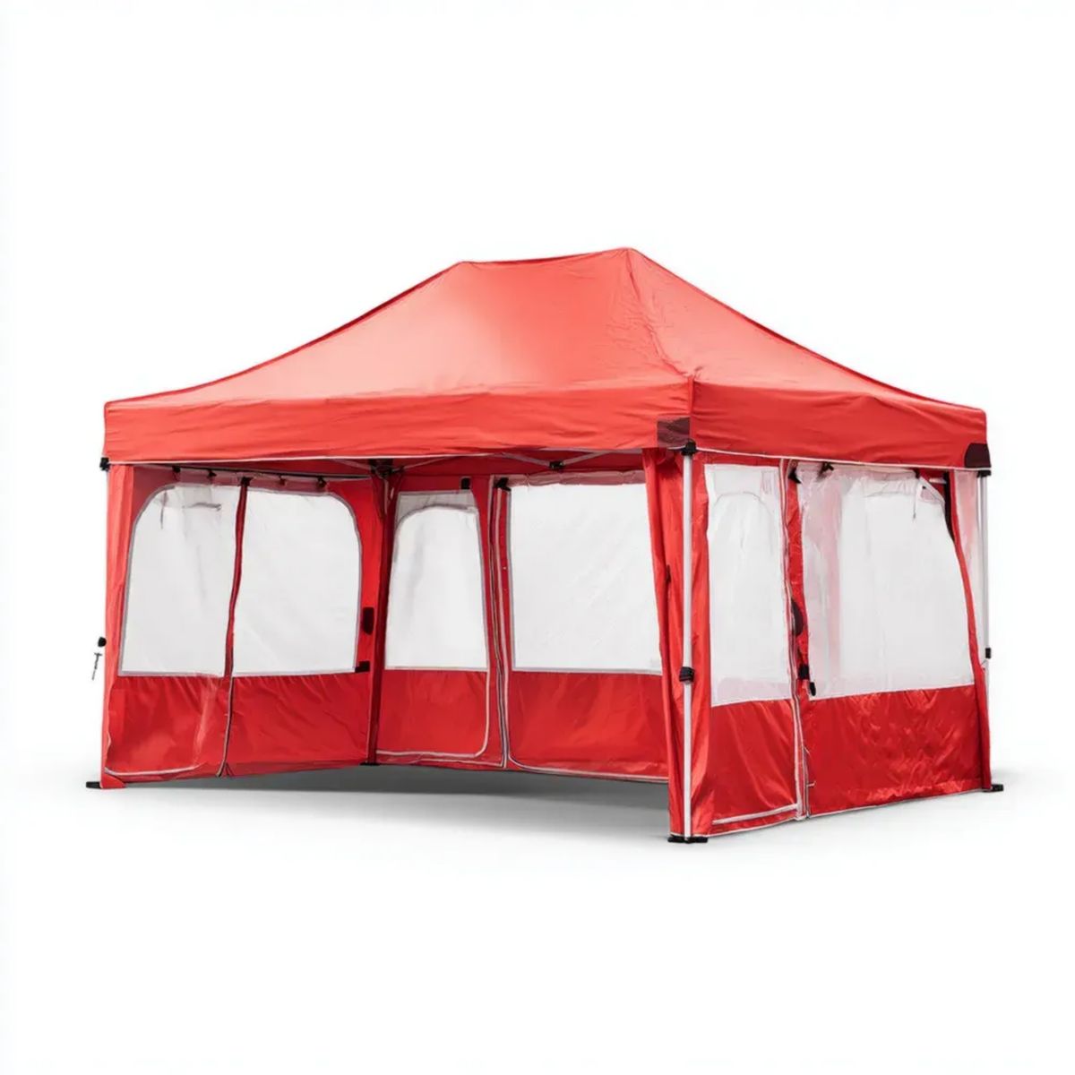 Składany namiot ogrodowy stalowy PE PVC czerwony 600 x 300 x 255 cm
