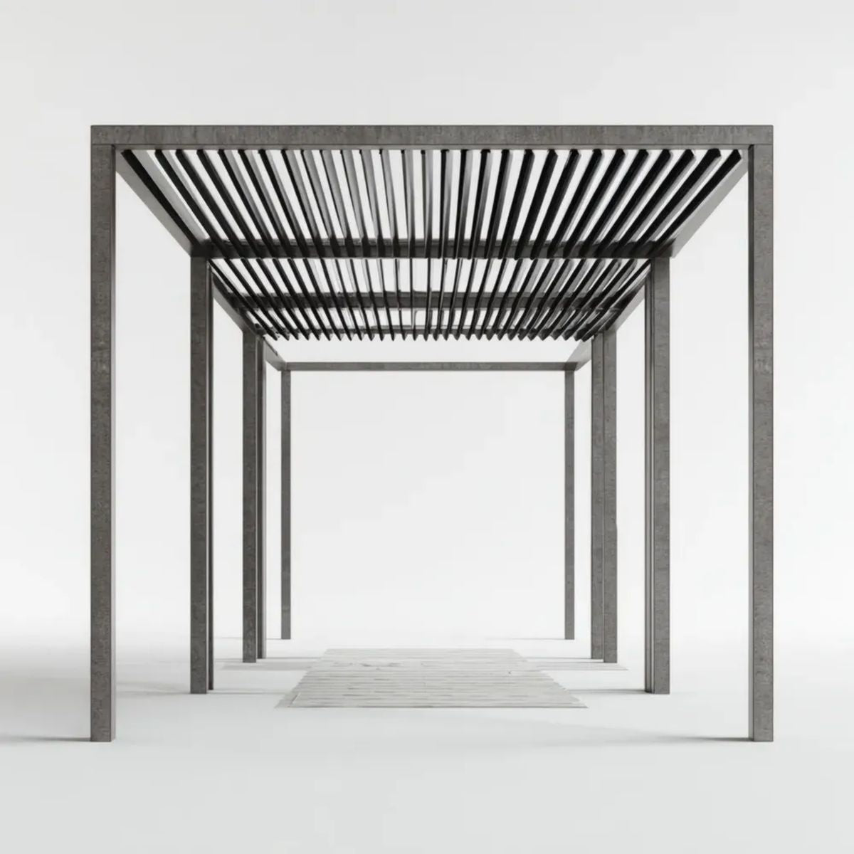 Prostokątna pergola ogrodowa ze stali ocynkowanej 600 x 300 x 240 cm, szara antracytowa