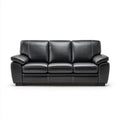 Trzyosobowa sofa ze skóry syntetycznej PU, czarna, 205 x 90 x 88 cm