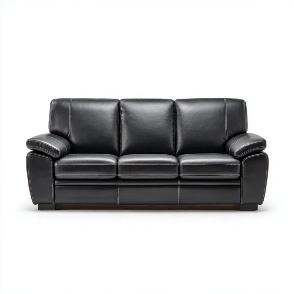 Trzyosobowa sofa ze skóry syntetycznej PU, czarna, 205 x 90 x 88 cm
