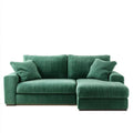 2-osobowa sofa narożna z prawostronnym szezlongiem, zielona, poliestrowa, 200 x 145 x 85 cm