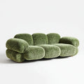 Trzyosobowa zielona sofa z tkaniny sztruksowej 230 × 100 × 75 cm, zaokrąglona