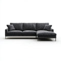 Grafitowa sofa narożna prawostronna z szezlongiem, tapicerowana tkaniną, 280 × 160 × 85 cm