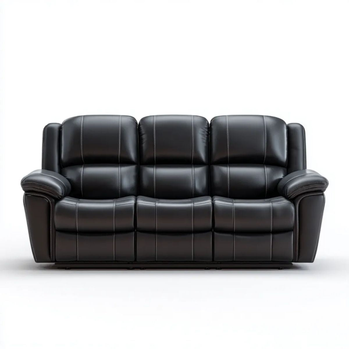 Trzyosobowa sofa ze skóry PU czarna, 210 × 95 × 100 cm