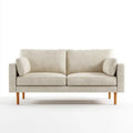 Kremowa dwuosobowa sofa z tapicerką poliestrową, 160 x 84 x 83 cm