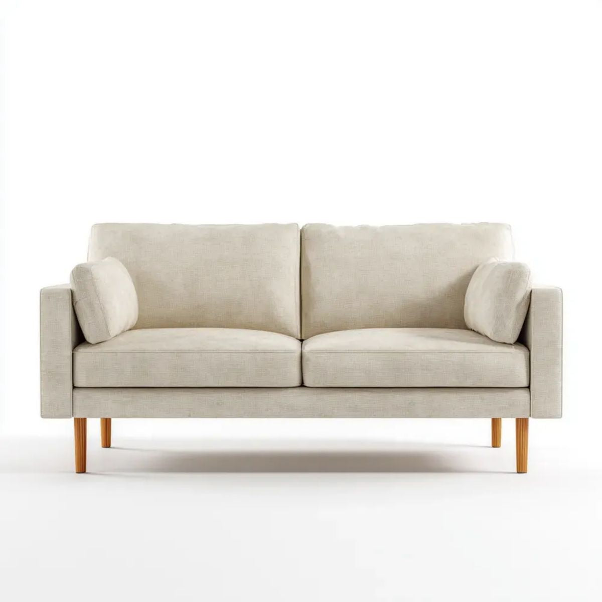 Kremowa dwuosobowa sofa z tapicerką poliestrową, 160 x 84 x 83 cm