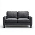 Sofa dwuosobowa grafitowa z czarnymi nogami, tapicerka poliestrowa, 150 x 85 x 85 cm