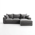 Prawostronna sofa narożna w kształcie L z poliestru, szara, 280 × 160 × 85 cm