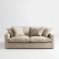Beżowa sofa dwuosobowa z tapicerką poliestrową 180 x 90 x 85 cm