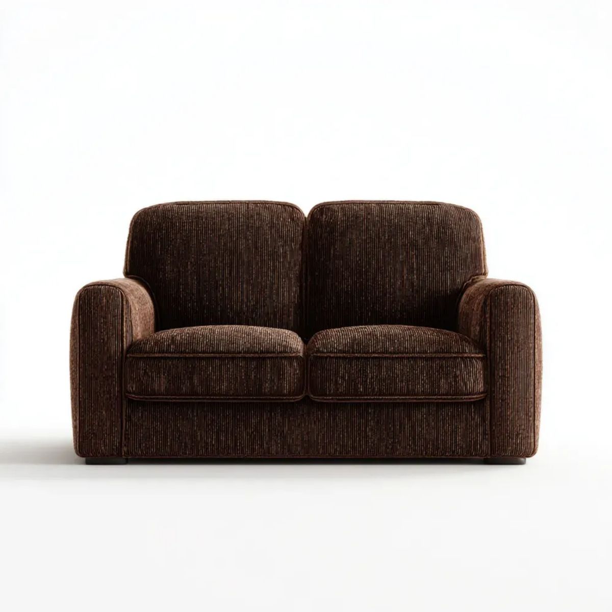 Dwuosobowa sofa brązowa z poliestrowego sztruksu 160 x 90 x 82 cm