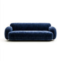 Granatowa sofa dwuosobowa z tapicerką poliestrową, 180 × 92 × 75 cm, zaokrąglona forma