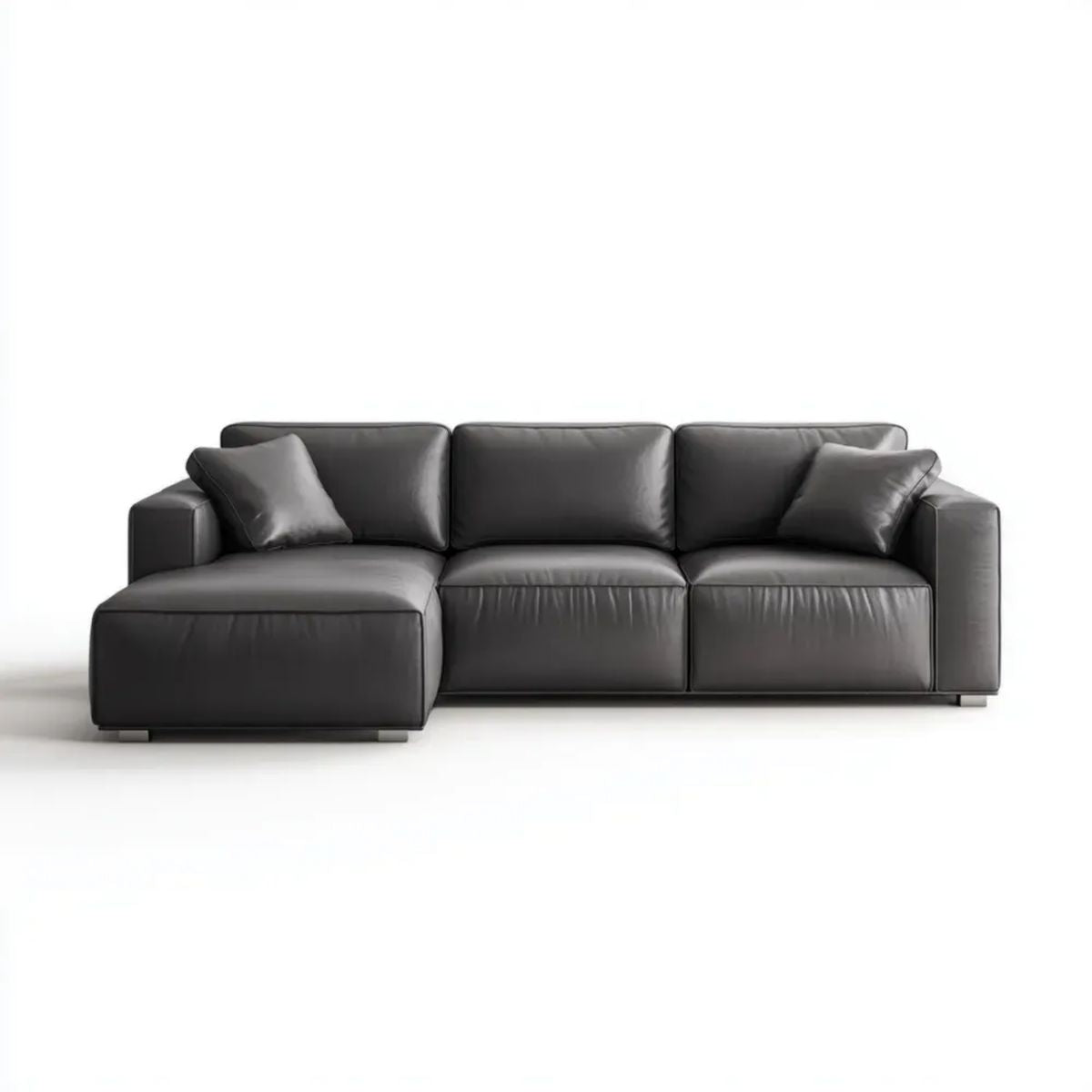 Lewostronna sofa narożna ze skóry syntetycznej czarna/szara 280 × 170 × 85 cm