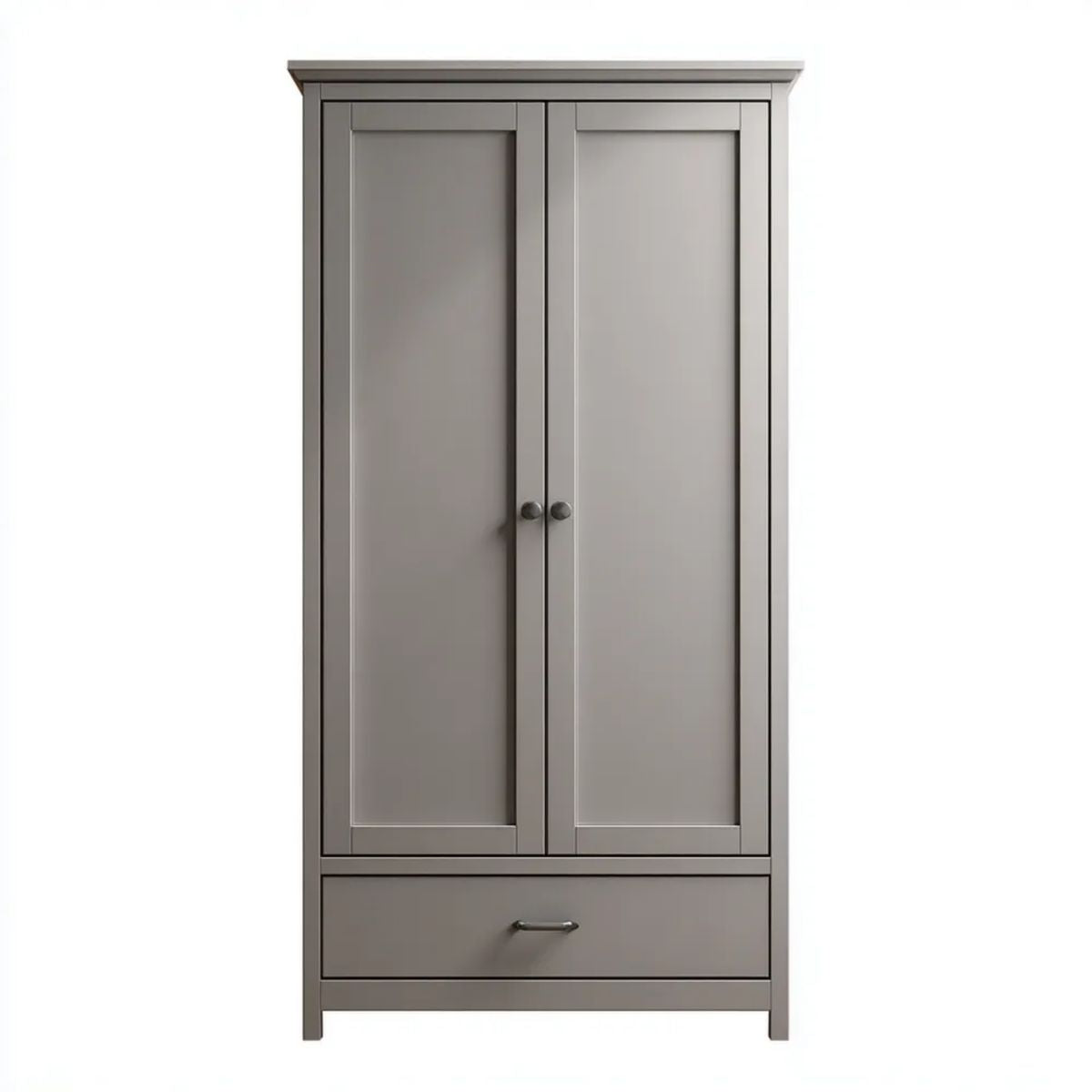 Szafa do sypialni dwudrzwiowa szara z płyty MDF, 90 × 50 × 190 cm, z szufladą