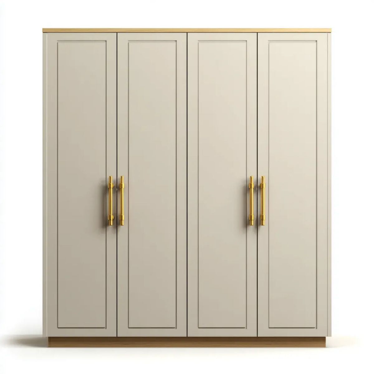 Czterodrzwiowa szafa kremowo-złota z laminowanej płyty MDF, 200 x 60 x 220 cm