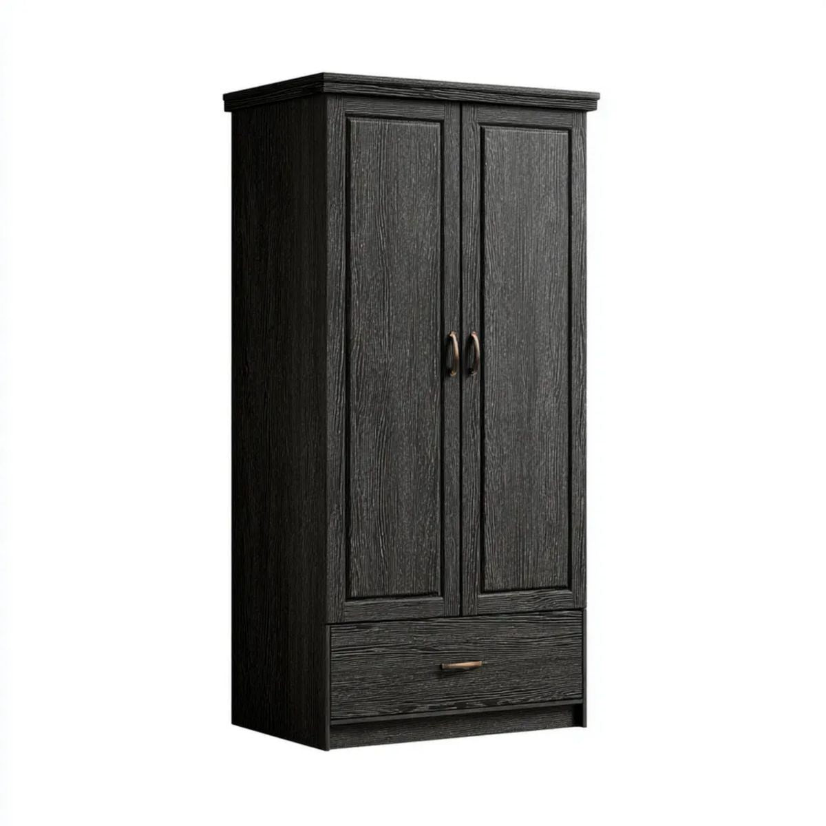 Dwudrzwiowa szafa do sypialni z płyty wiórowej laminowanej 80 × 50 × 180 cm, czarna